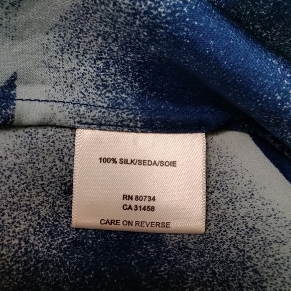 Sexy Blue And White One Shoulder Silk Top By BCBG. - Picture 7 of 8